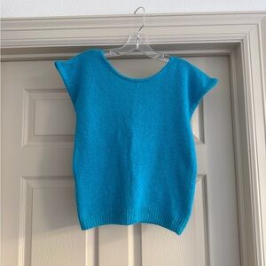 Lautrel Bright Turquoise Knit Cap Sleeve Top